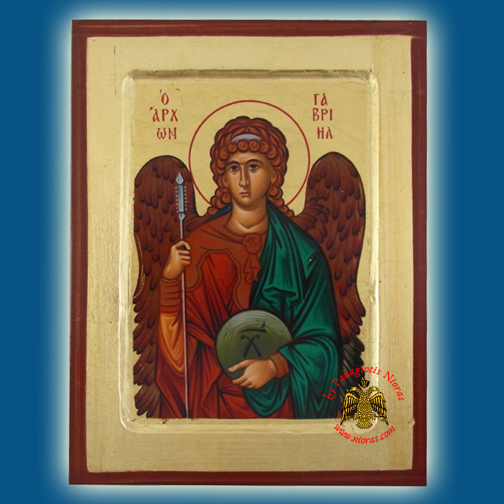 Archangel Gabriel Detail Byzantine Wooden Icon on Canvas
